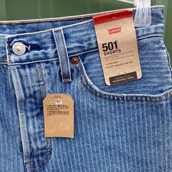 Women’s Levi's 501 Jean Denim High-Rise Raw Hem Shorts Size 29 - Picture 2 of 8